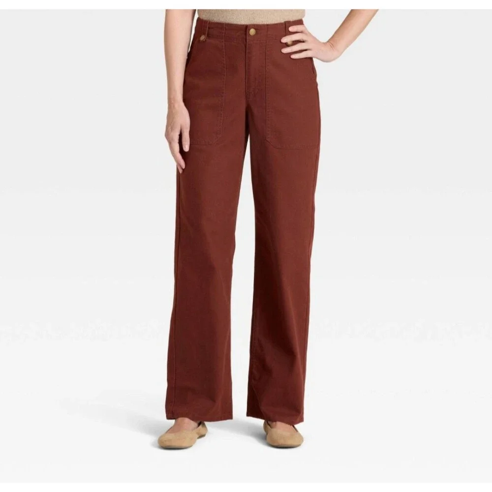 Women's Universal Thread Mid Rise Straight Leg Cargo Pants Brown Size 10